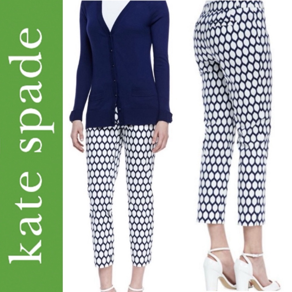 {Kate Spade} Jackie Navy & White Capri Pants